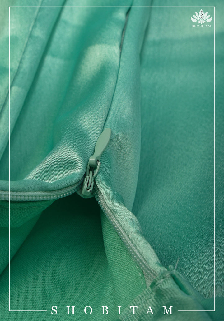 Premium Quality dark sea green Satin Petticoat for saree, medium size