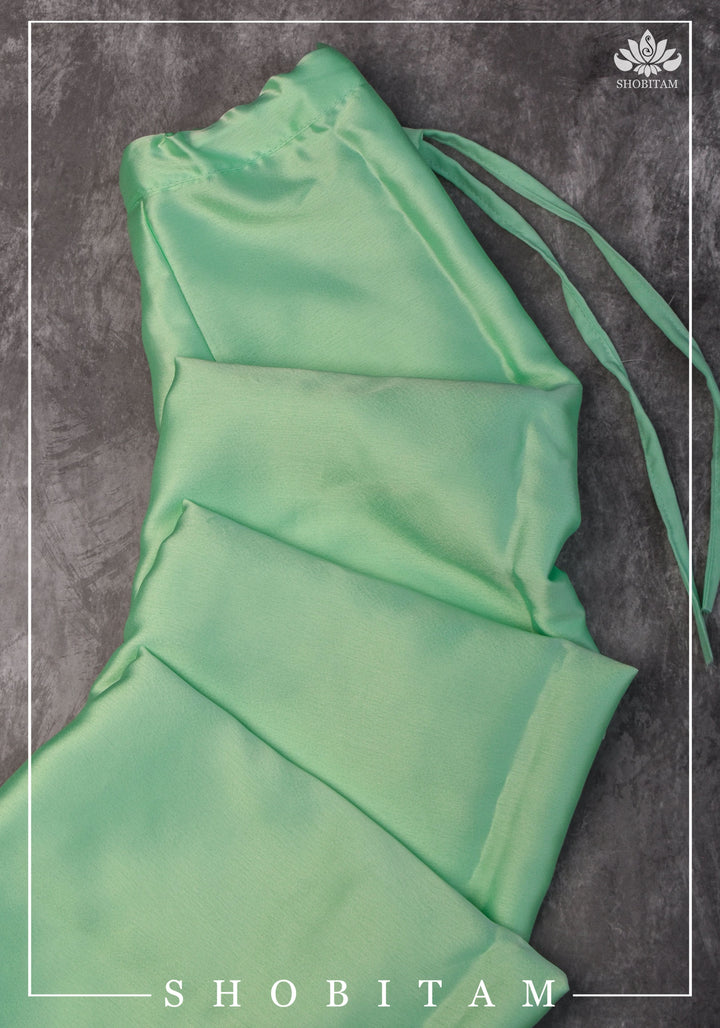 Mint Green Premium Quality Satin Petticoat for saree, in standard size.