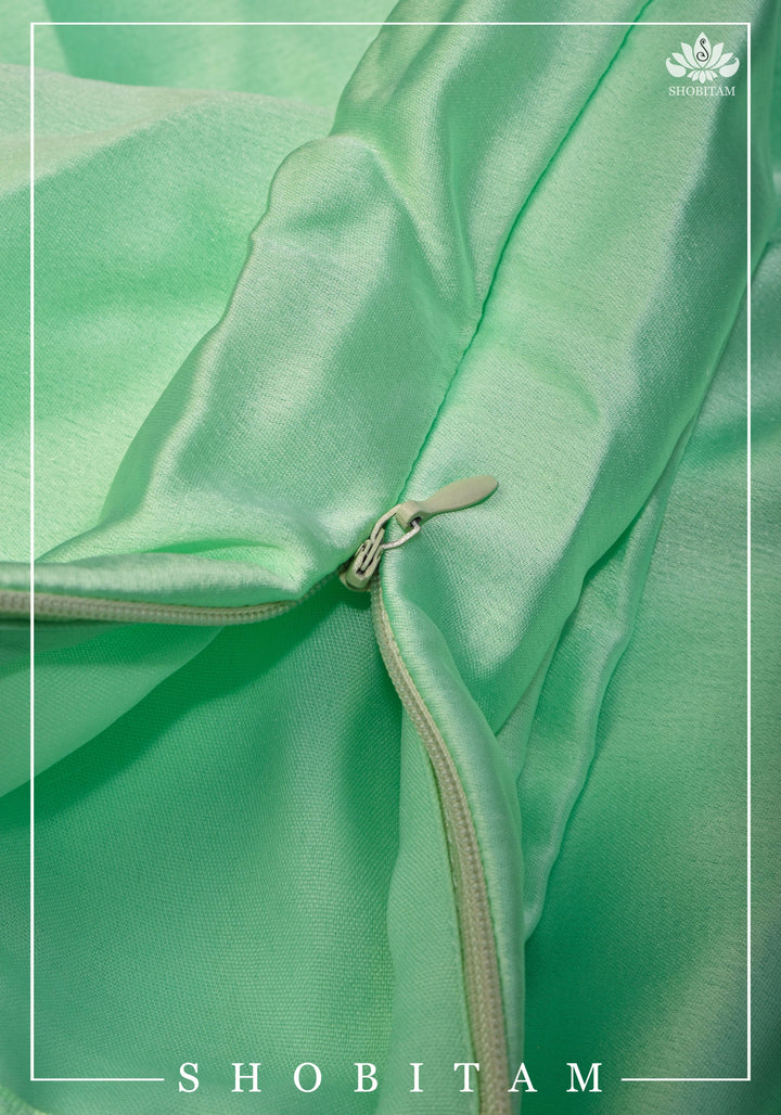Mint Green Premium Quality Satin Petticoat for saree, in standard size.