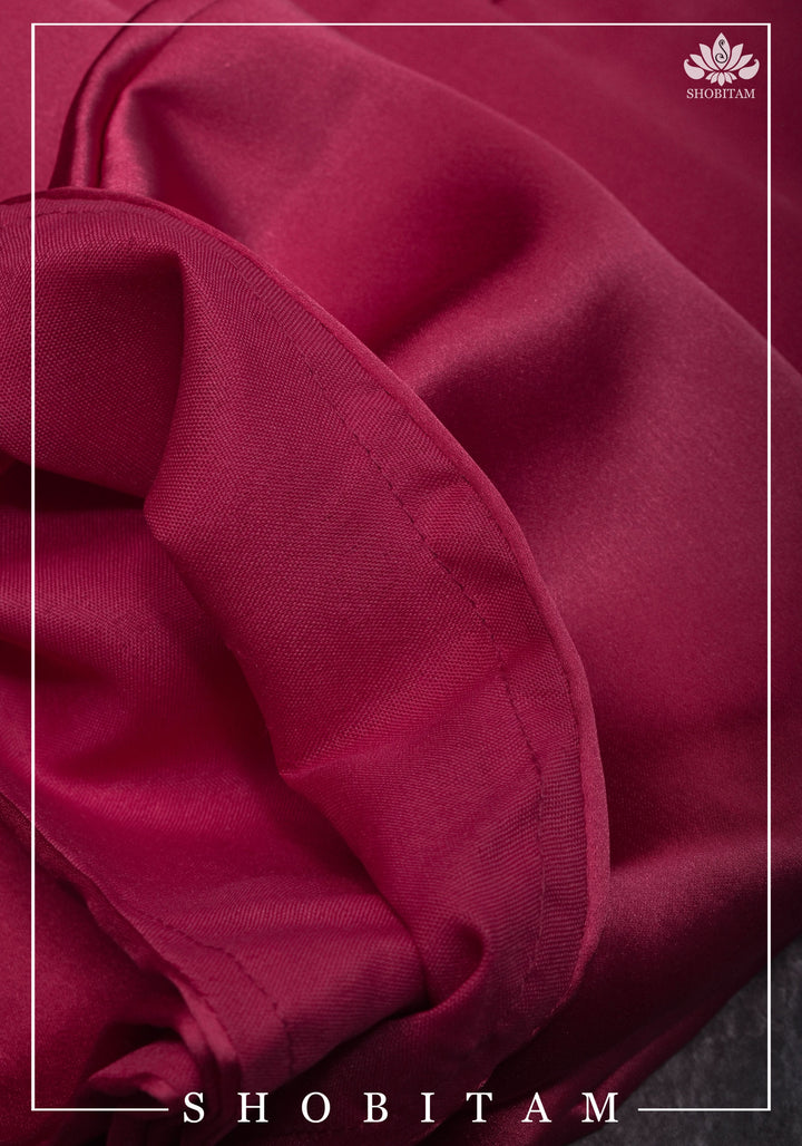 Premium Quality Maroon Satin Petticoat for saree, in standard size.