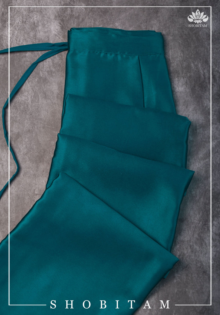 Premium Quality Teal Blue Satin Petticoat for saree, in standard size.