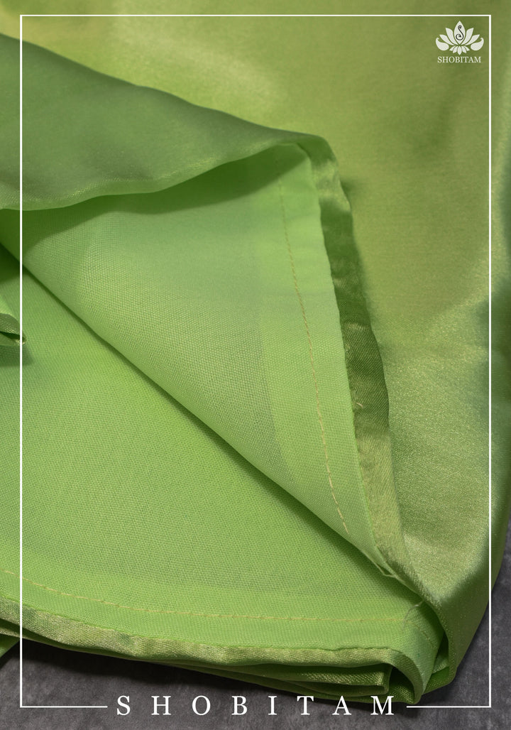 Light Apple Green Premium Quality Satin Petticoat for saree, in standard size.