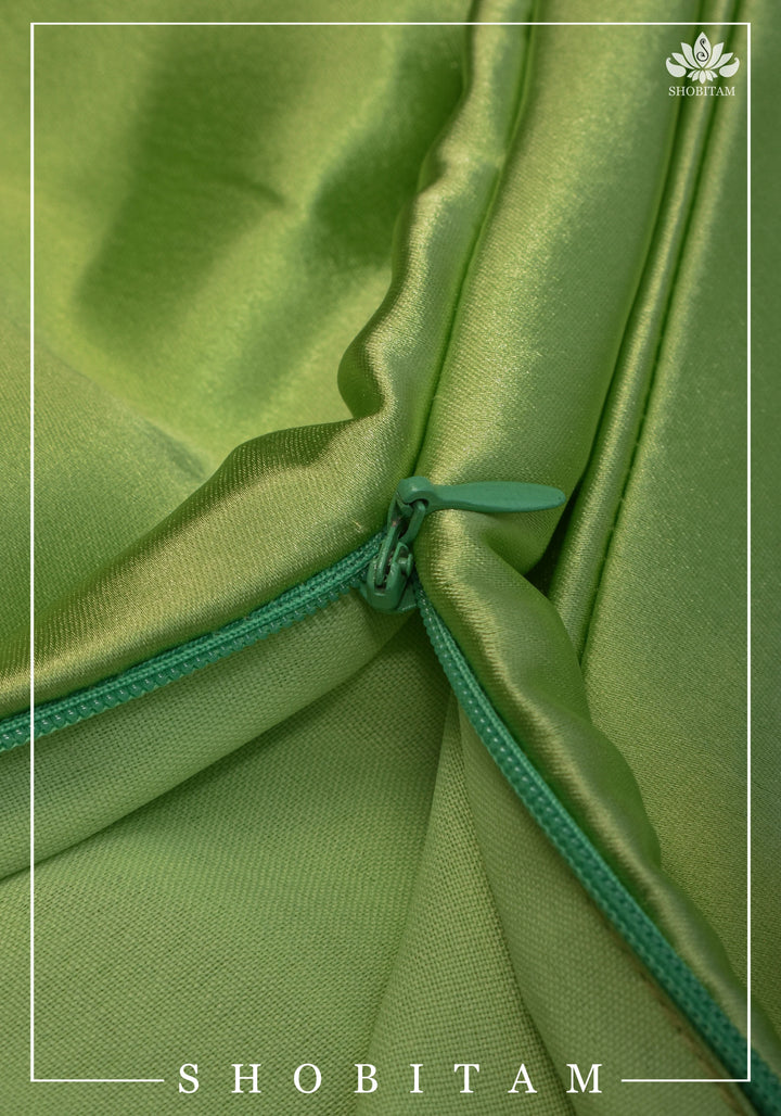 Light Apple Green Premium Quality Satin Petticoat for saree, in standard size.