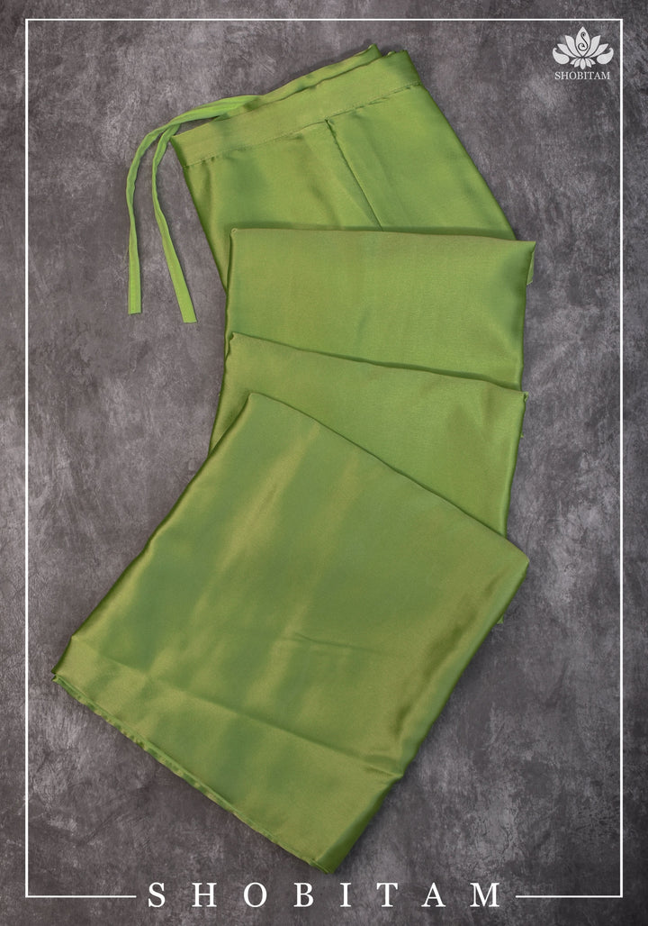 Light Apple Green Premium Quality Satin Petticoat for saree, in standard size.