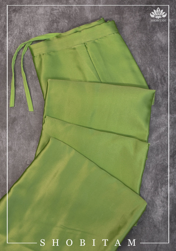 Light Apple Green Premium Quality Satin Petticoat for saree, in standard size.