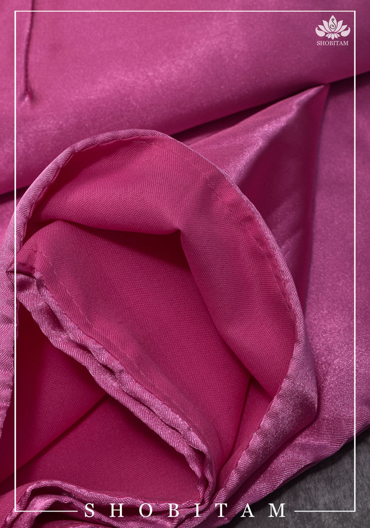 Premium Quality Bright Pink Satin Petticoat for saree, medium sizeA