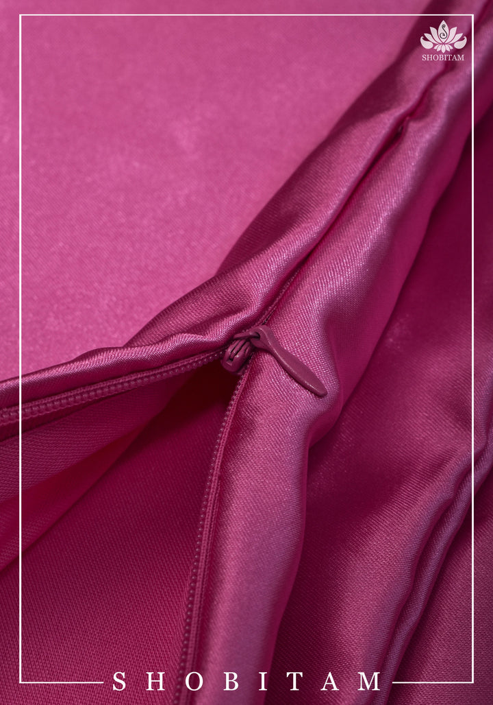 Premium Quality Bright Pink Satin Petticoat for saree, medium sizeA
