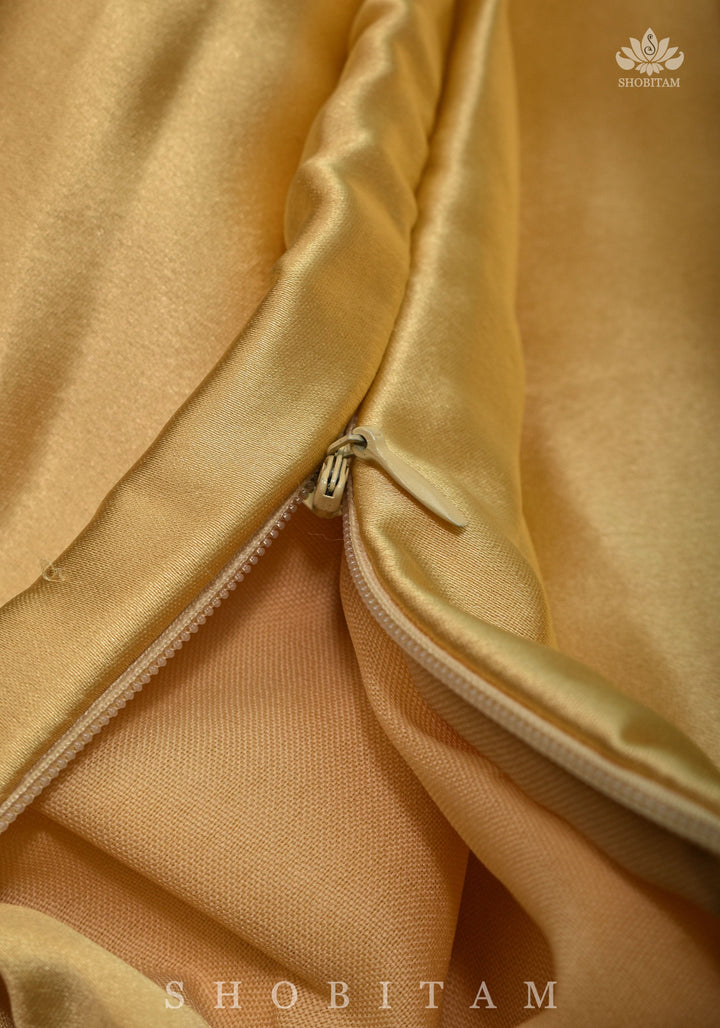 Muted Gold Premium Quality Satin Petticoat for saree, in standard size.