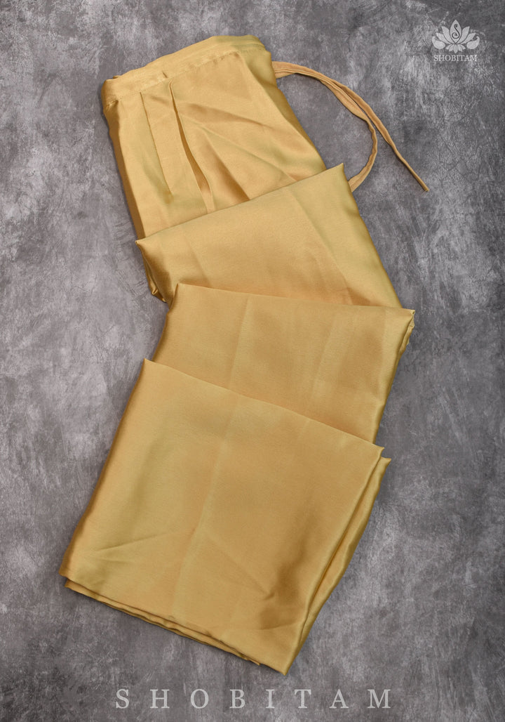 Muted Gold Premium Quality Satin Petticoat for saree, in standard size.