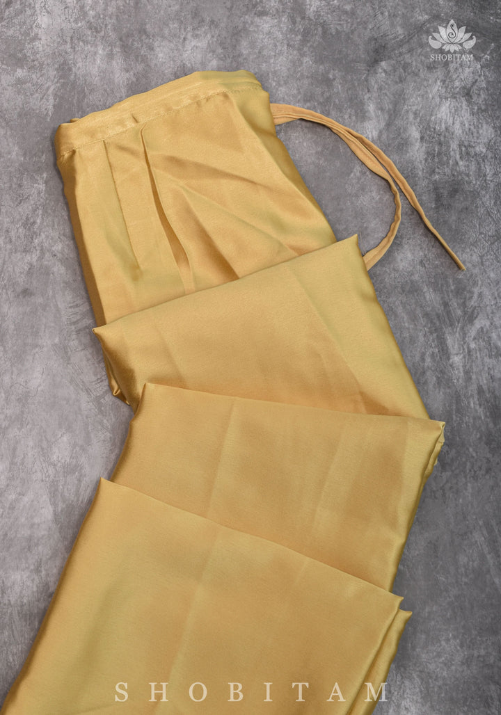 Muted Gold Premium Quality Satin Petticoat for saree, in standard size.