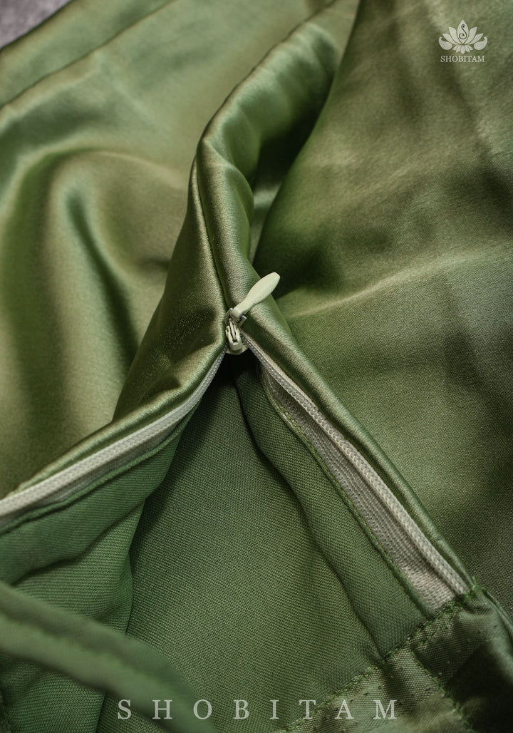 Sage Green Premium Quality Petticoat for saree, in standard size.