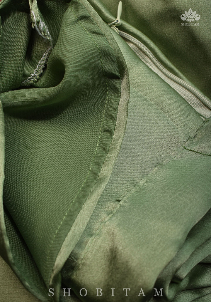 Sage Green Premium Quality Petticoat for saree, in standard size.