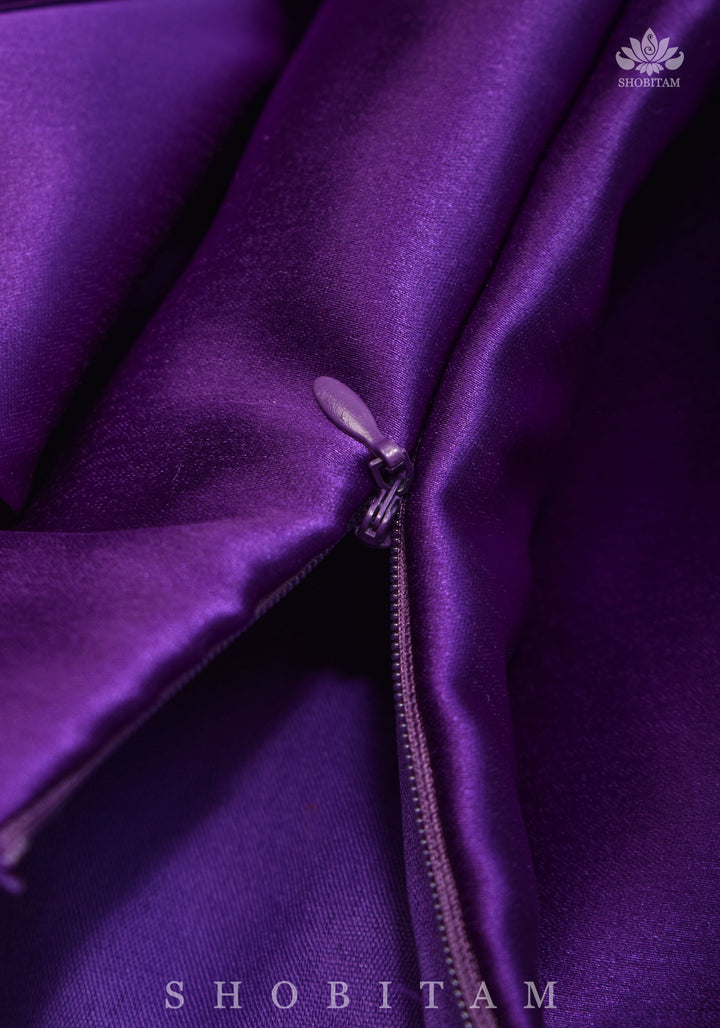 Ripe Plum Color Premium Quality Purple Petticoat for saree, in standard size.