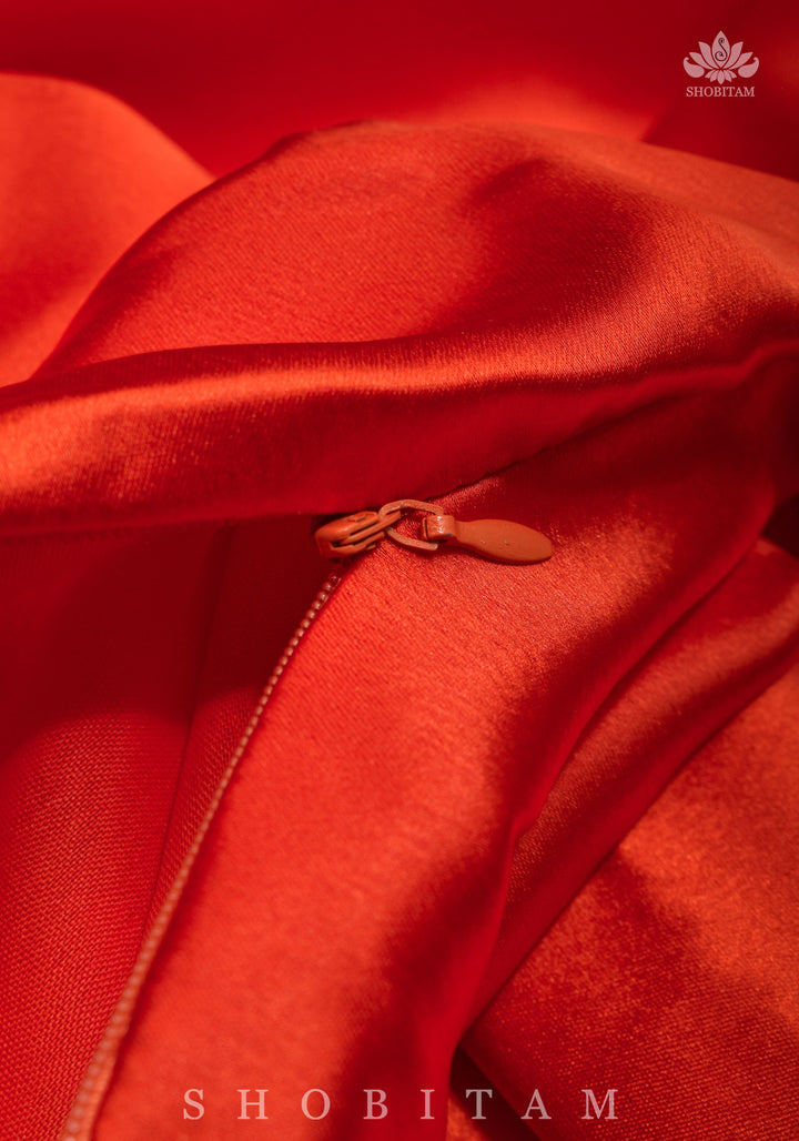 Premium Quality Orange Petticoat for saree, in standard size