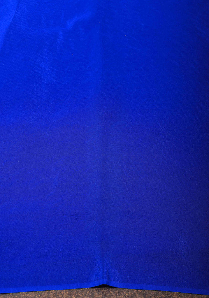 Royal Blue Mysore Silk Saree with Floral Brocade Jaal and Zari Border | SILK MARK CERTIFIED