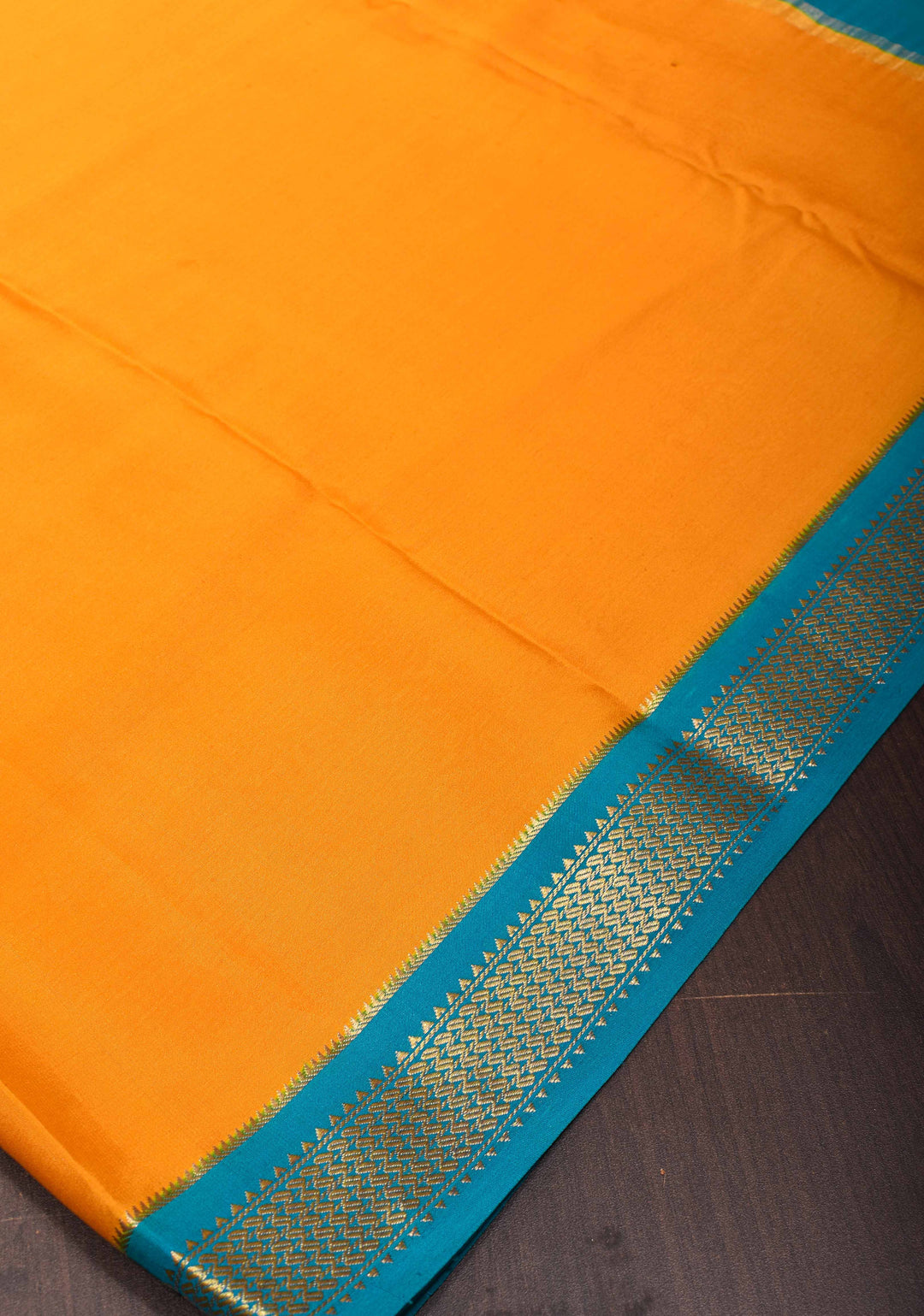 Mustard Yellow Pure Mysore Silk Saree with Contrast Zari border  | SILK MARK CERTIFIED