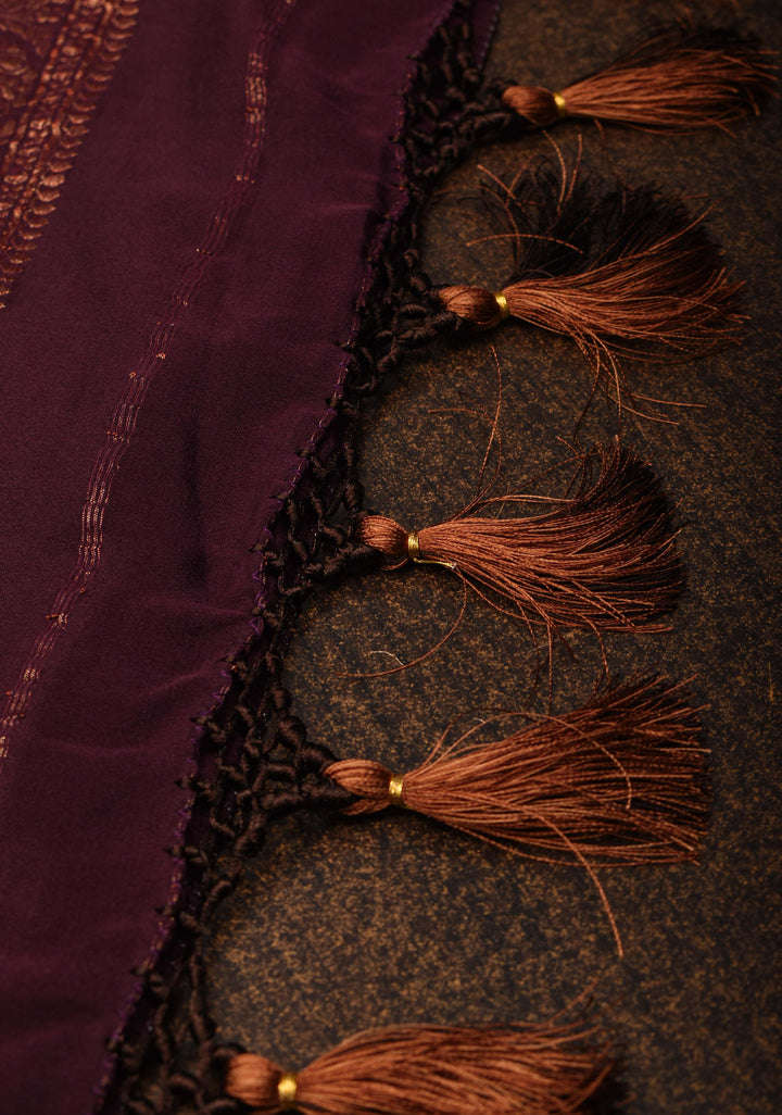 Stunning Coco Brown Mysore Silk Saree with Antique Zari Floral Jaal and Zari Border | SILK MARK CERTIFIED
