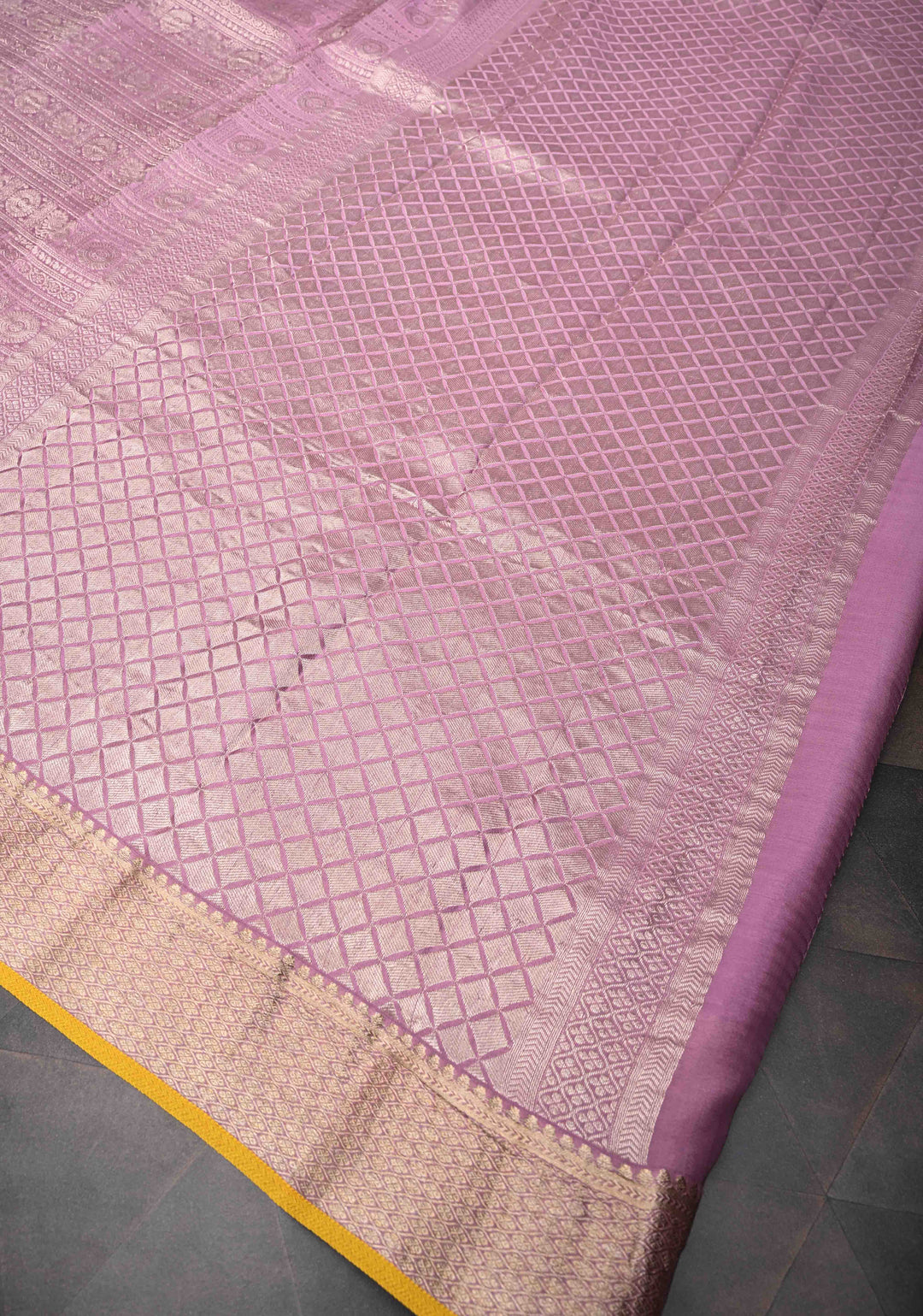 Mysore silk Brocade saree in dusty Lilac | SILK MARK CERTIFIED