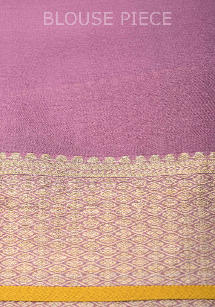 Mysore silk Brocade saree in dusty Lilac | SILK MARK CERTIFIED