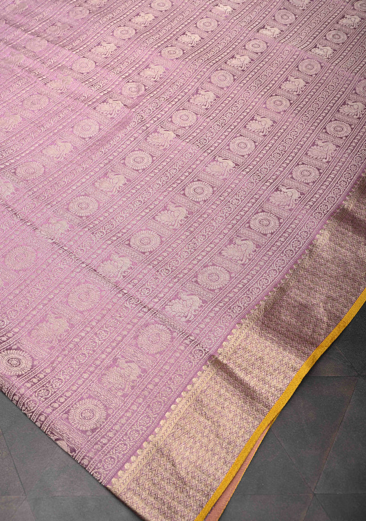 Mysore silk Brocade saree in dusty Lilac | SILK MARK CERTIFIED