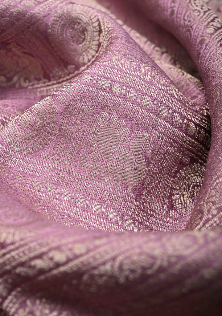 Mysore silk Brocade saree in dusty Lilac | SILK MARK CERTIFIED