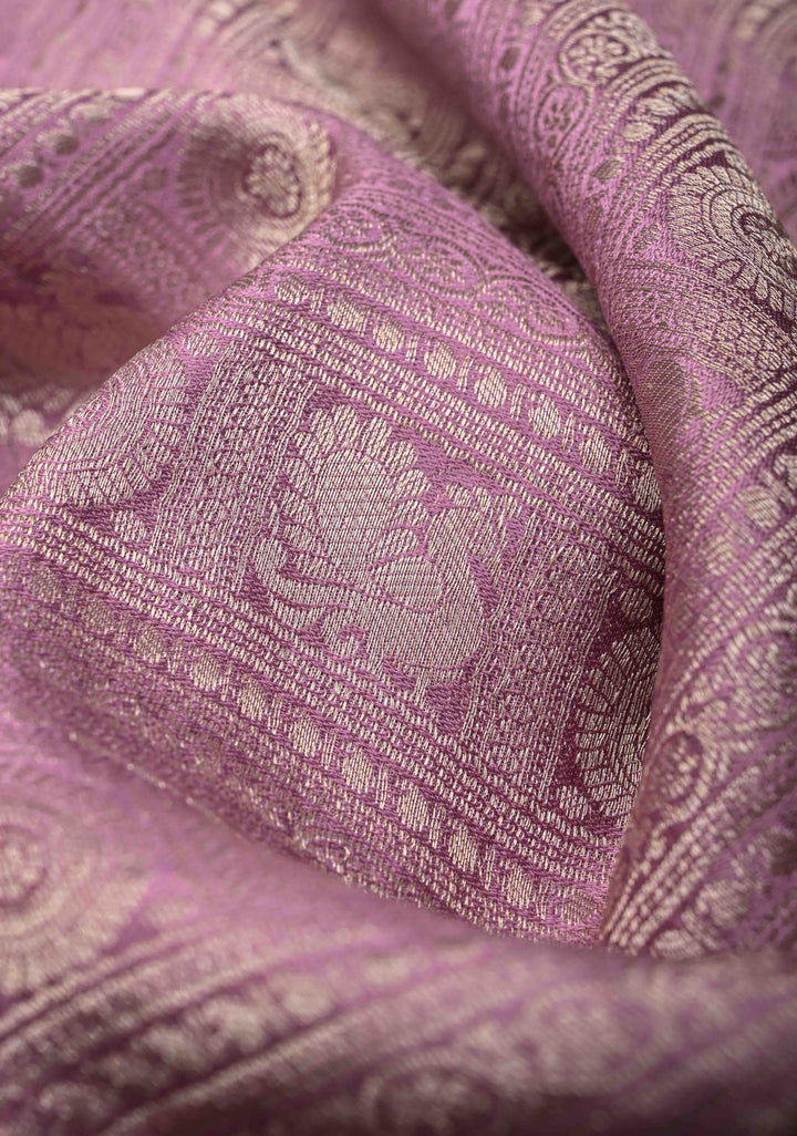 Mysore silk Brocade saree in dusty Lilac | SILK MARK CERTIFIED