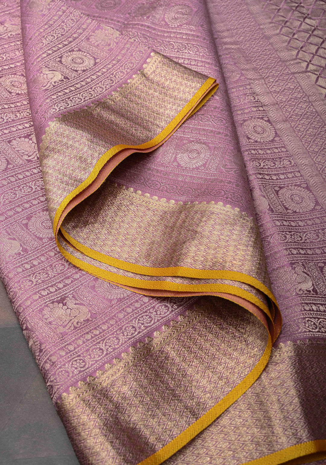 Mysore silk Brocade saree in dusty Lilac | SILK MARK CERTIFIED