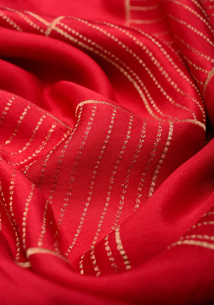 Red Mysore Silk Saree with Checks Pattern and Zari Border in KSIC Grade Thickness | SILK MARK CERTIFIED