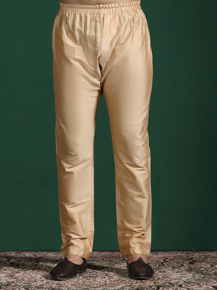 Men’s Timeless Beige Straight-Cut Cotton Pajamas | SHOBITAM