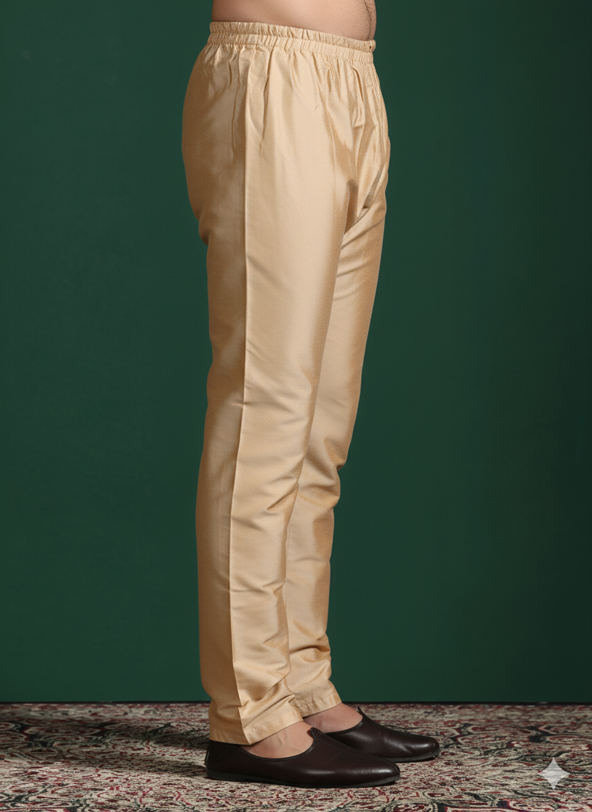 Men’s Timeless Beige Straight-Cut Cotton Pajamas | SHOBITAM