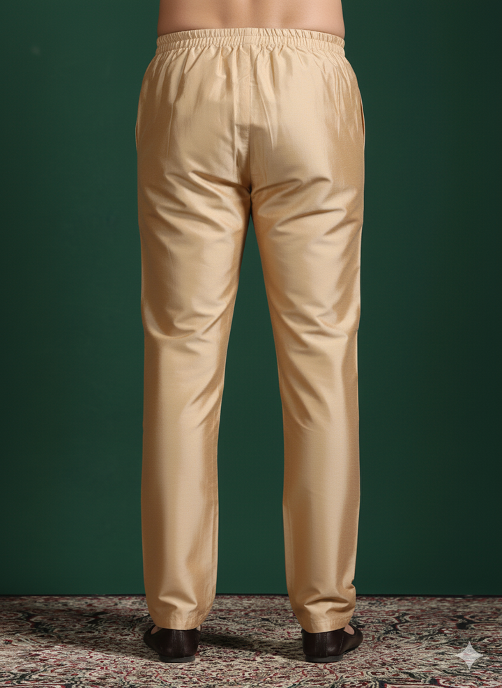 Men’s Timeless Beige Straight-Cut Cotton Pajamas | SHOBITAM