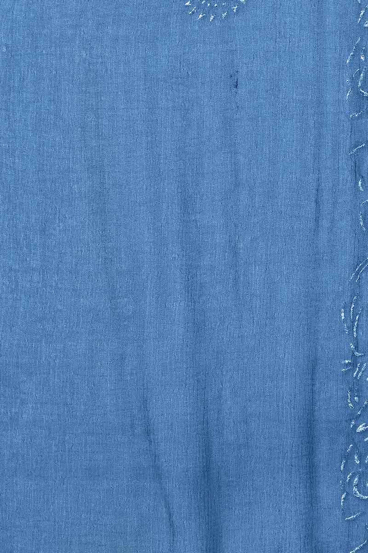 Women Blue Floral Yoke Design Regular Thread Work Kurta with Palazzos With Dupatta | SHOBITAM