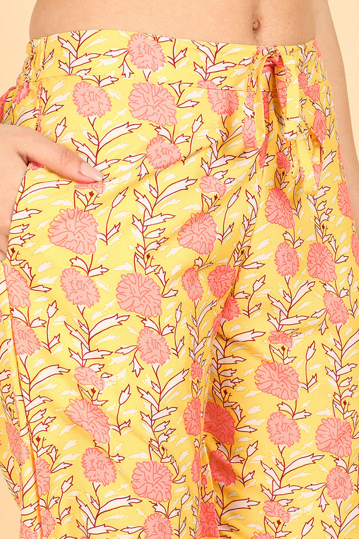 Peach Polyester Ethnic Motifs Straight Suit Set | SHOBITAM