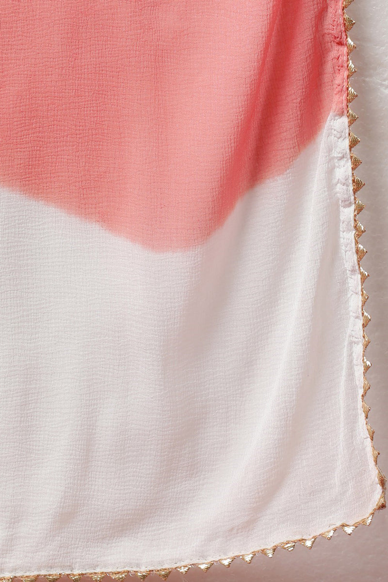 Peach Poly Silk Embroidered Straight Suit Set | SHOBITAM