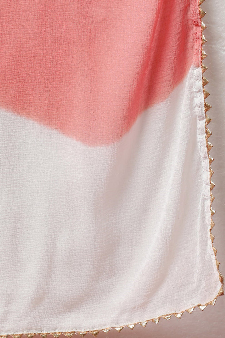 Peach Poly Silk Embroidered Straight Suit Set | SHOBITAM