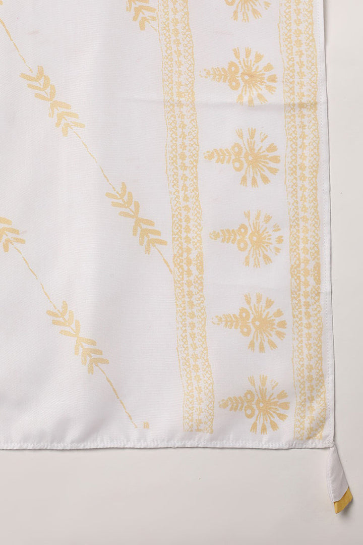 Yellow Poly Silk Ethnic Motifs Straight Suit Set  | SHOBITAM