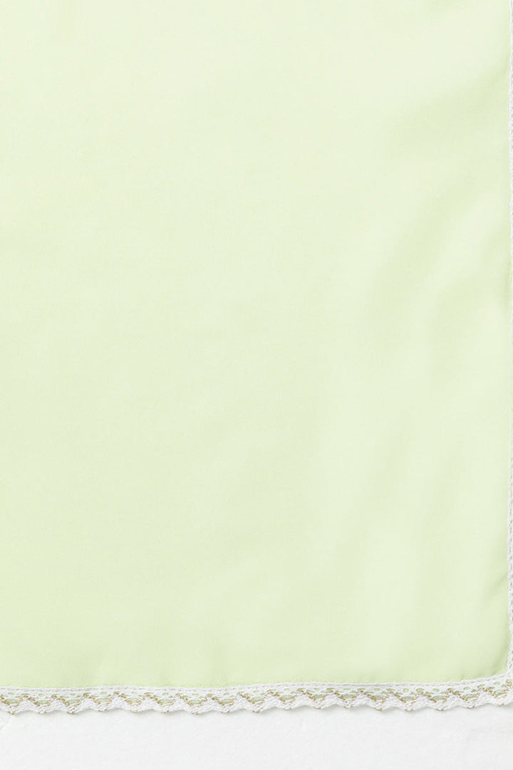 Light Green Poly Georgette Straight Kurta Pant With Dupatta Set  | SHOBITAM