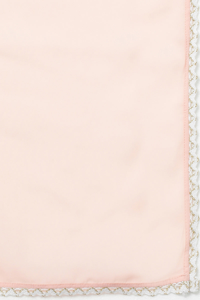 Peach Poly Georgette Straight Kurta Pant With Dupatta Set  | SHOBITAM