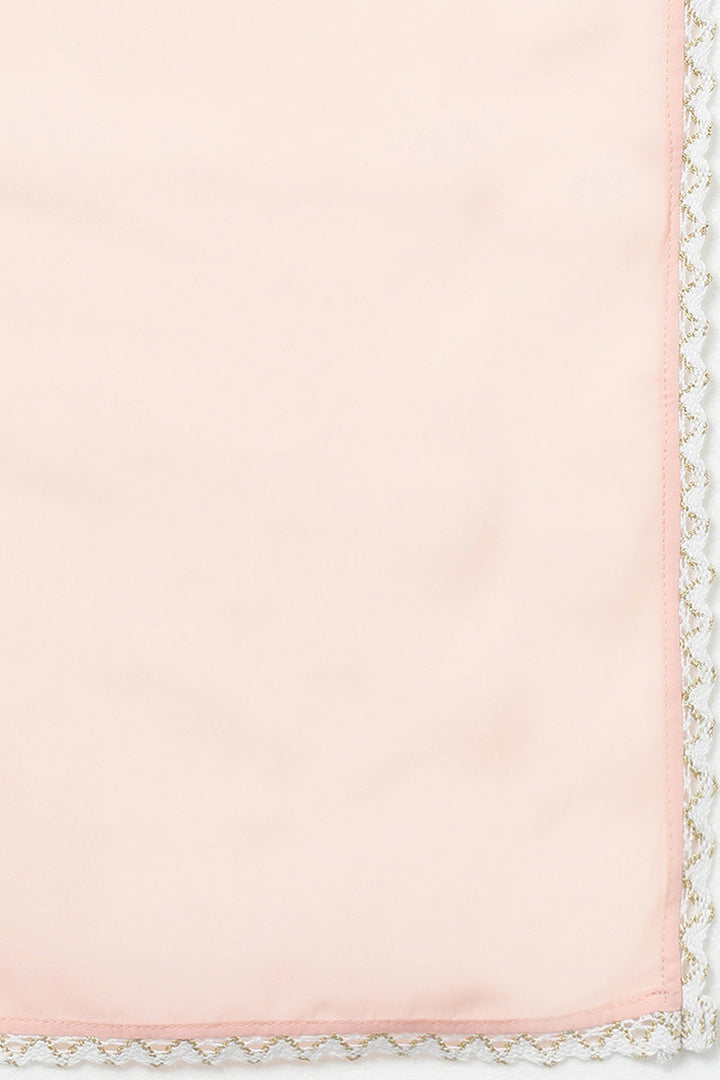 Peach Poly Georgette Straight Kurta Pant With Dupatta Set  | SHOBITAM