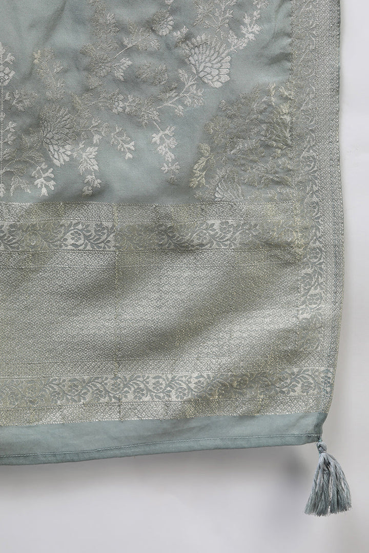 Yellow Poly Silk Floral Straight Suit Set | SHOBITAM