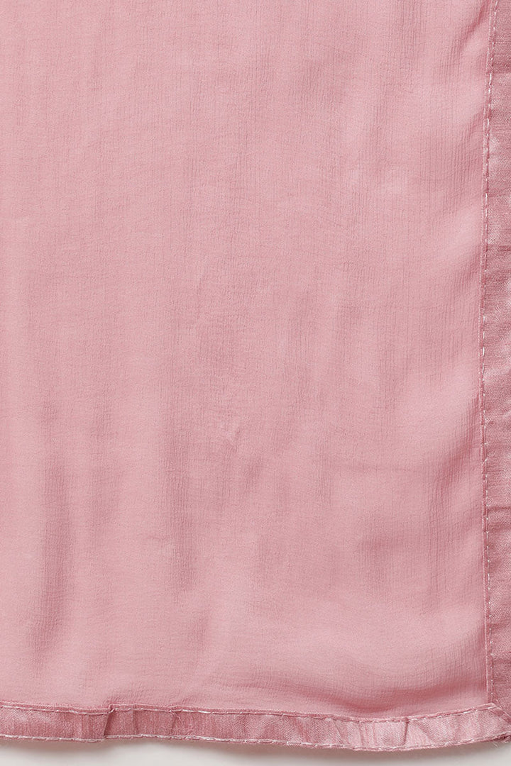 Pink Poly Silk Anarkali Kurta Sharara With Dupatta Set  | SHOBITAM