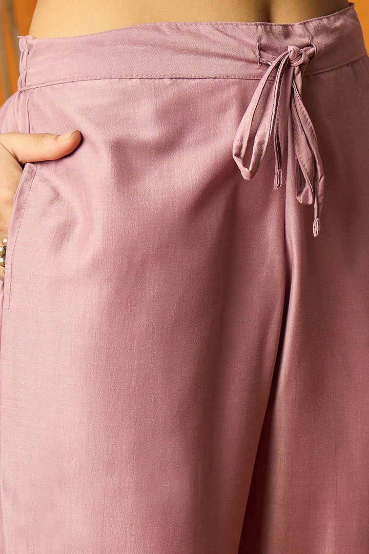 Lavender Poly Silk Straight Kurta Pant With Dupatta | SHOBITAM