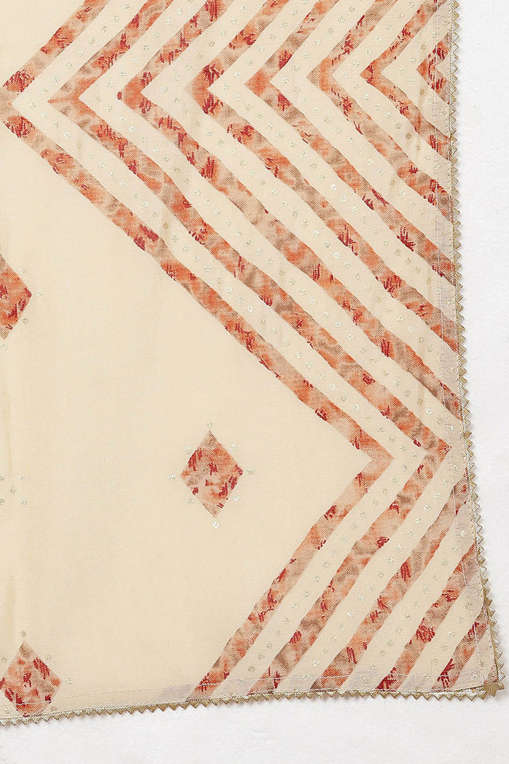 Cream Poly Silk Straight kurta Pant With Dupatta | SHOBITAM
