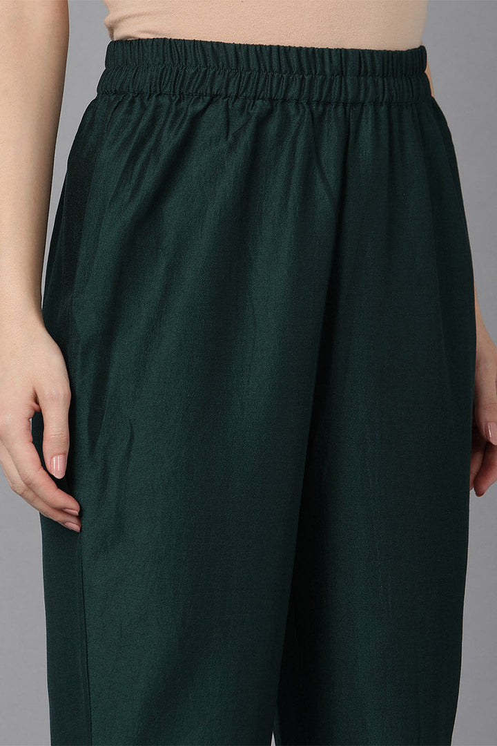 Green Poly Silk Ethnic Motifs Solid Kurta Trousers With Dupatta | SHOBITAM