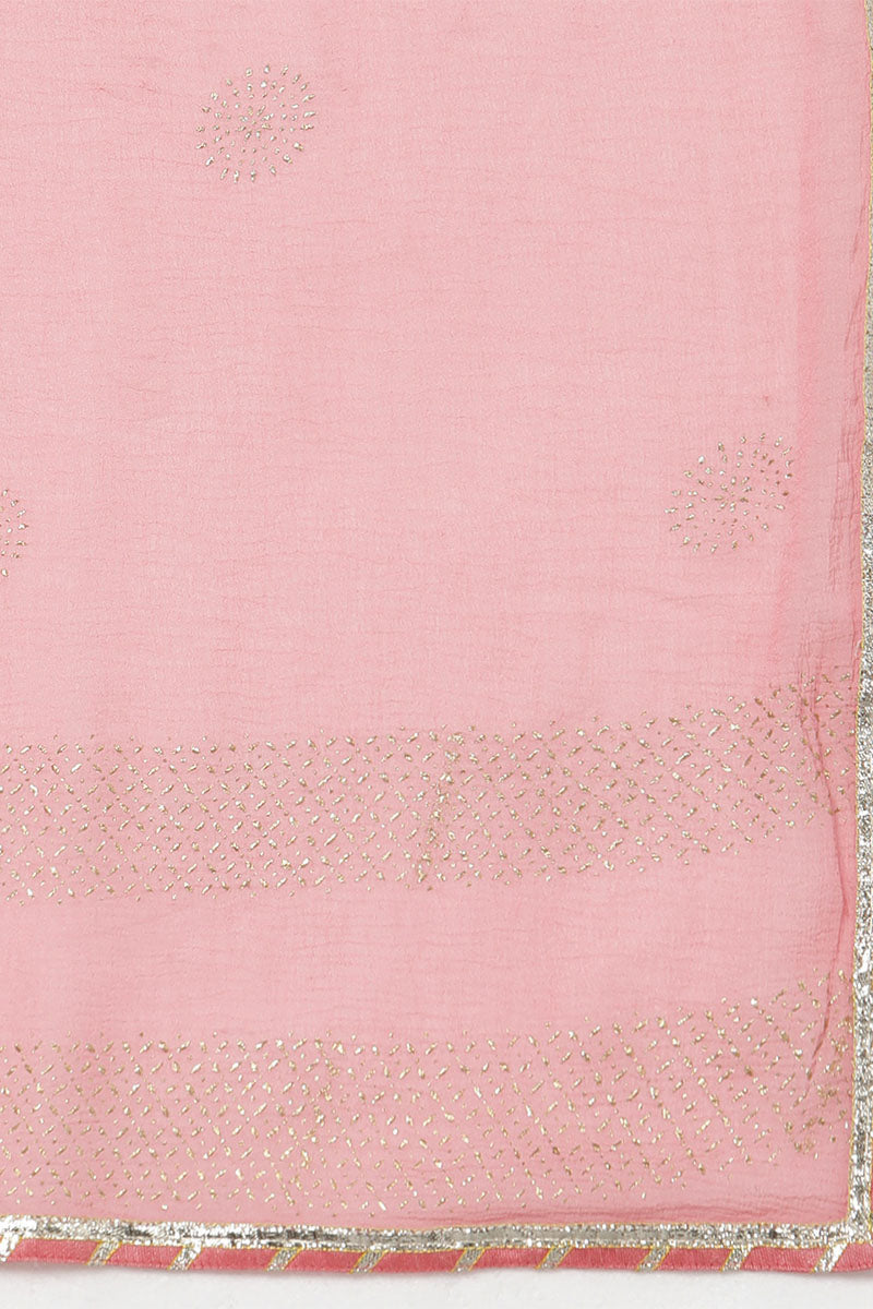 Pink Poly Silk Solid Solid Kurta Trousers With Dupatta | SHOBITAM