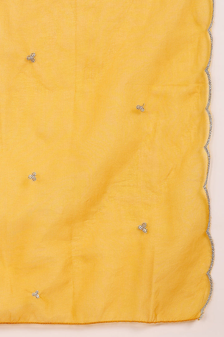 Mustard Poly Silk Straight Suit Set | SHOBITAM