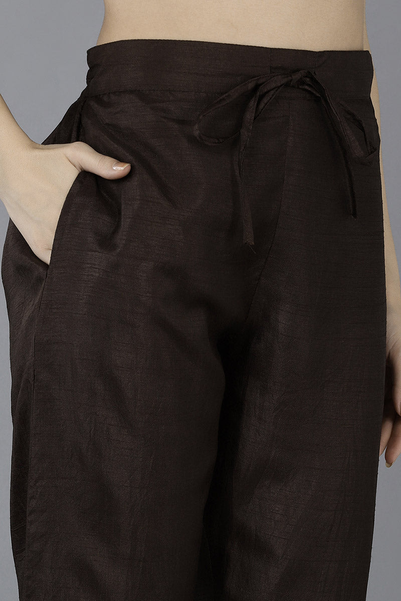 Grey Silk Blend Embroidered Kurta  | SHOBITAM