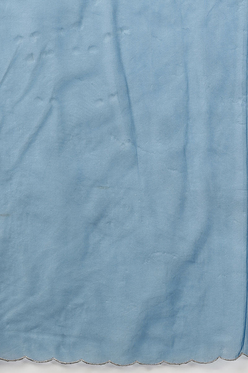 Grey Silk Blend Embroidered Kurta  | SHOBITAM