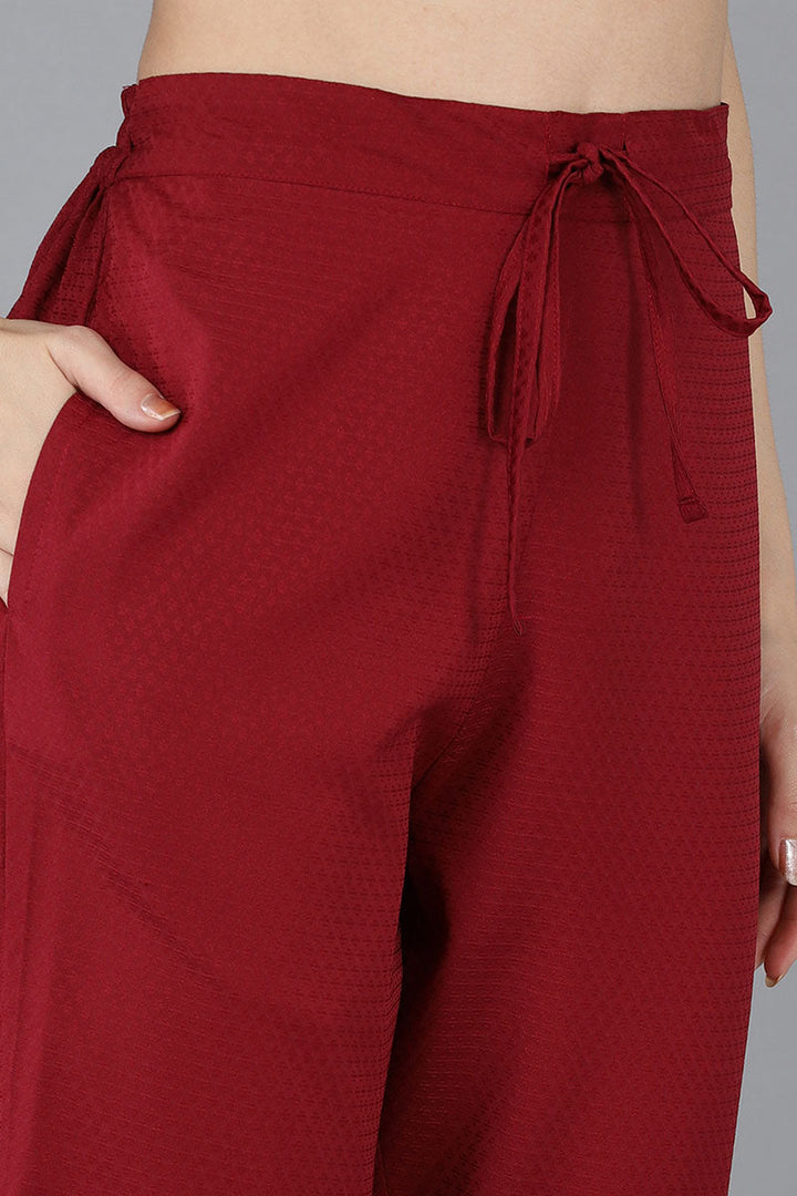 Red Poly Silk Yoke Design | SHOBITAM