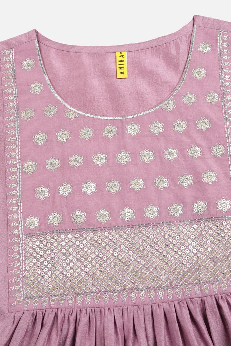 Lavender Silk Blend Solid Straight Kurta Trousers With Dupatta | SHOBITAM